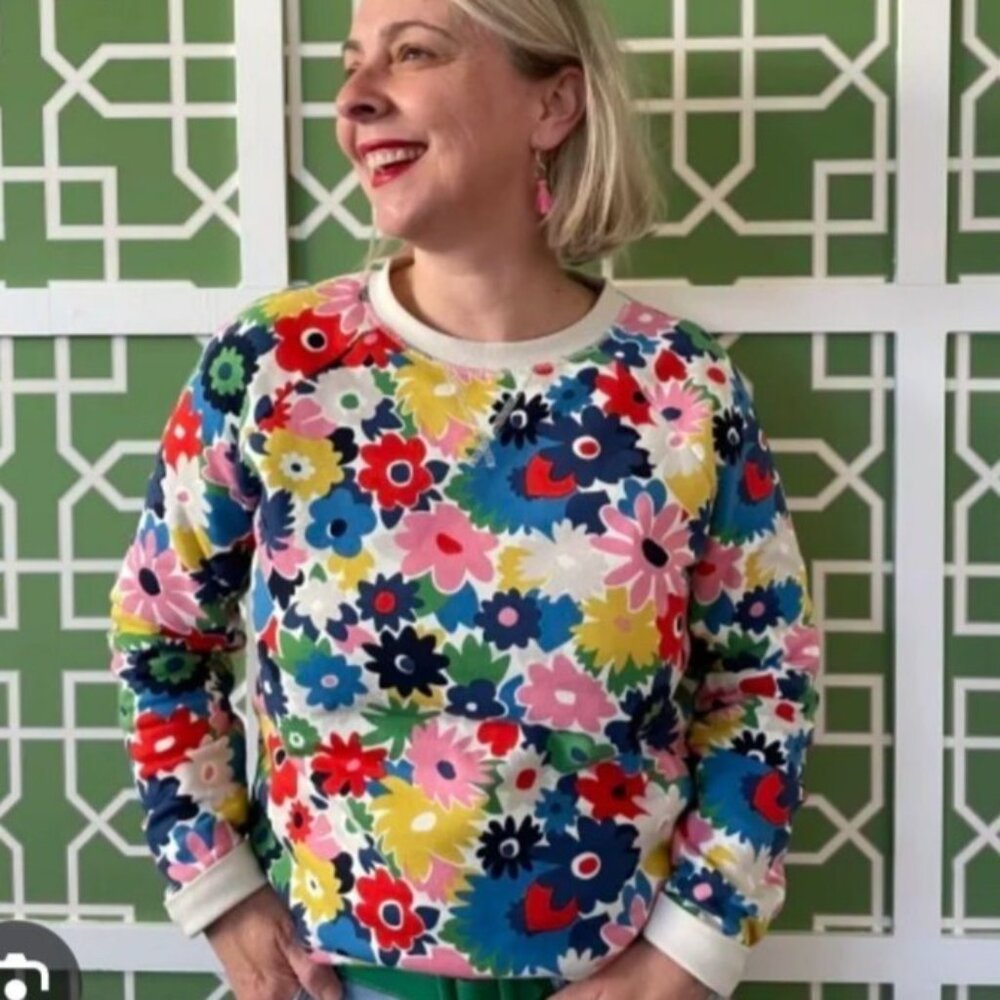 Boden Floral Crewneck Sweatshirt Medium Colorful Long Sleeve Casual Maximalism